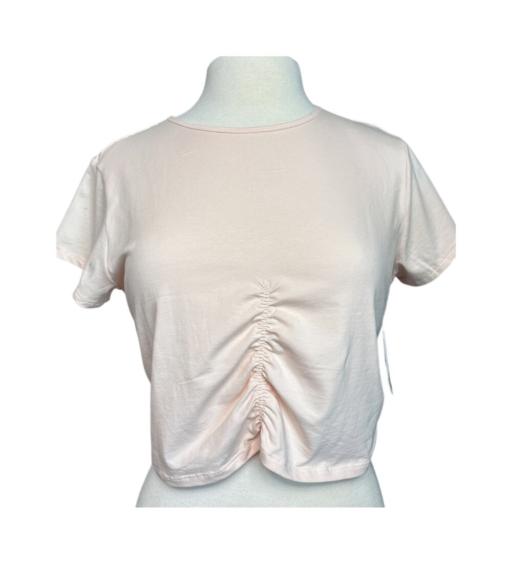 BP Baby Pink Cotton Crop Tee T-shirt Ruched Y2K Streetwear Balletcore Size 1XL